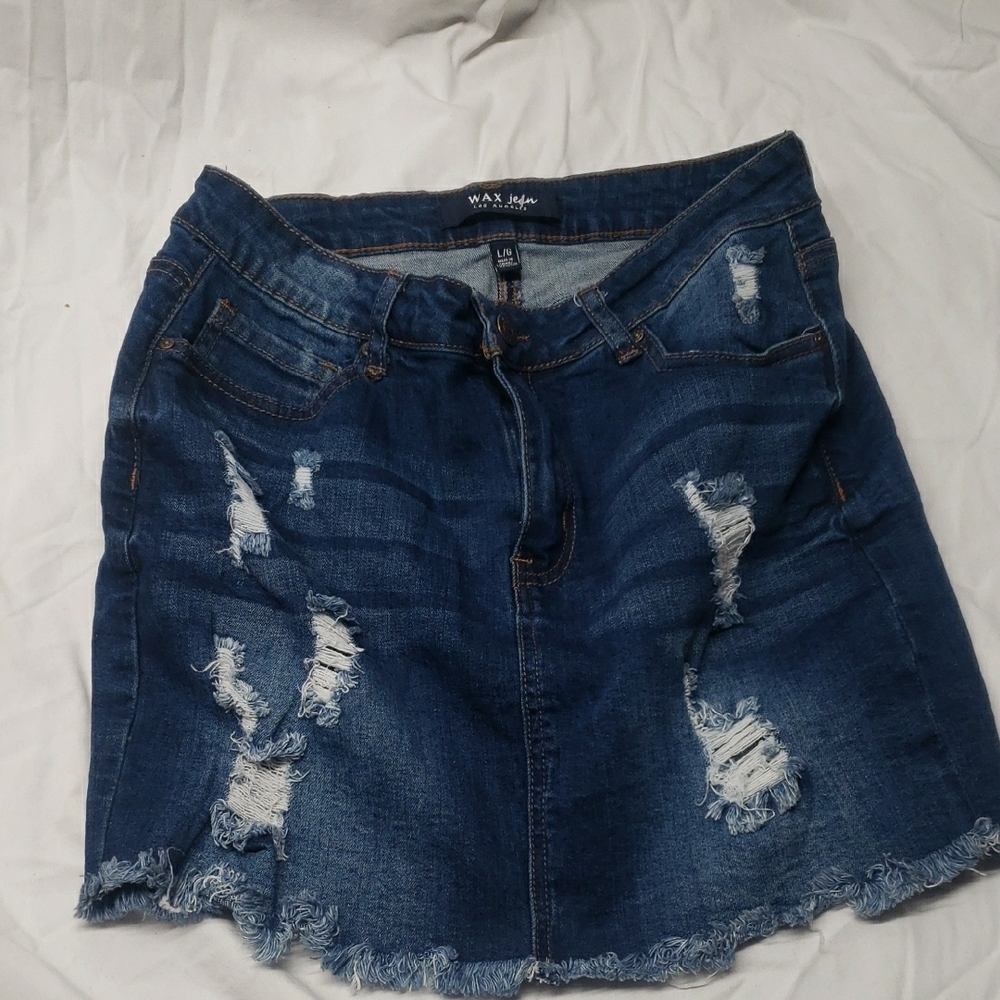 Wax Jean Blue Pencil Mini Skirt